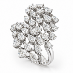 WGI 2.76Ct Natural Pear Diamond Fancy Ring 14k White Gold Ready To Ship