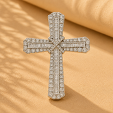 WGI 7.00Ct Natural Baguette & Round Diamond Cross Pendant 9k White Gold Ready To Ship