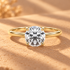 IGI 1.51Carat D/VS Lab Grown Round Diamond Solitaire Ring 18k Yellow Gold Ready To Ship