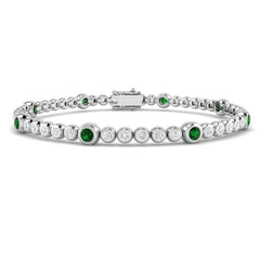 1.50Ct Round Emerald & Diamond Designer Bracelet 9k White Gold Ready To Ship