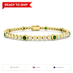 1.50Ct Round Emerald & Diamond Designer Bracelet 9k Yellow Gold