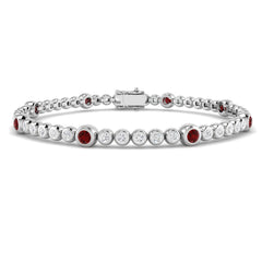 1.50Ct Round Ruby & Diamond Designer Bracelet 9k White Gold Ready To Ship