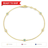 0.20Ct Round Aquamarine & Diamond Designer Bracelet 9k Yellow Gold