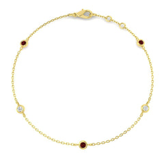 0.30Ct Round Ruby & Diamond Designer Bracelet 9k Yellow Gold Ready To Ship