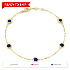 1.10Carat Round Blue Sapphire & Diamond Designer Bracelet 9k Yellow Gold
