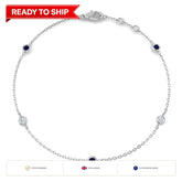 0.30Ct Round Blue Sapphire & Diamond Designer Bracelet 9k White Gold