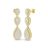 Gummy Luxury Gold Drop & Trilogy Diamond Earrings - 1.75ct to 2ct