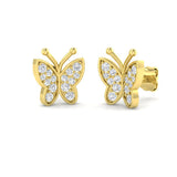 Whimsical 0.33Ct Diamond Butterfly Stud Earrings in White Gold