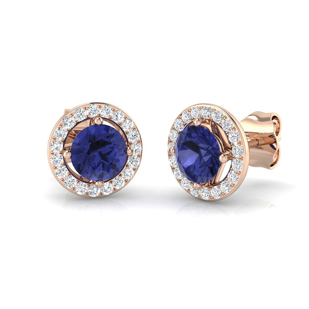 Tanzanite Halo Stud Earrings