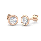 1.00 Ct DE/VVS Lab Grown Solitaire Diamond Stud Earrings | Bezel Setting