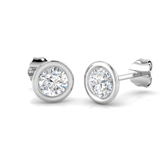 1.00 Ct DE/VVS Lab Grown Solitaire Diamond Stud Earrings | Bezel Setting