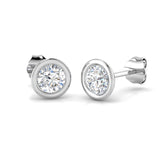 1.00 Ct DE/VVS Lab Grown Solitaire Diamond Stud Earrings | Bezel Setting