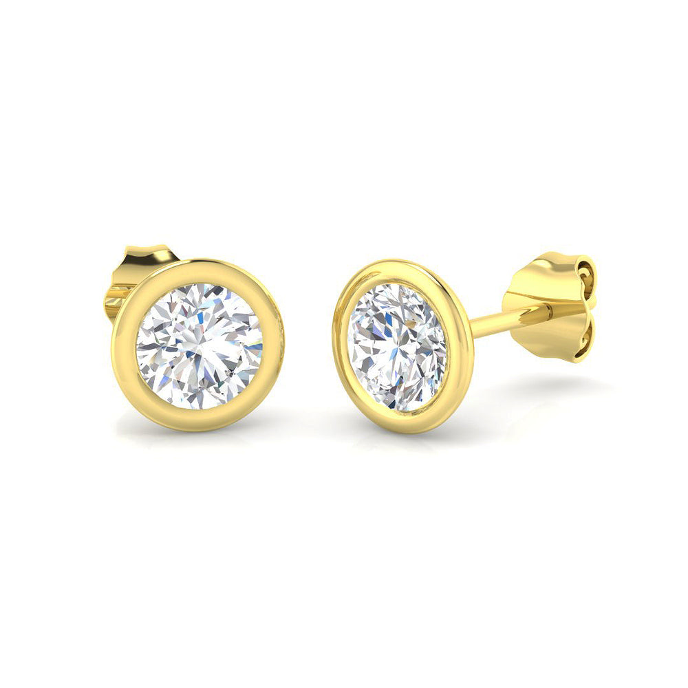 1.02ct Lab Diamond Round Cut Stud Earrings in 9K Yellow Gold