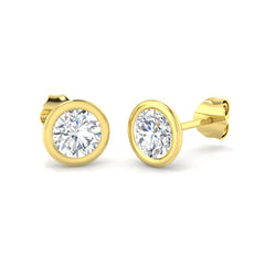 1.10 Ct D-E/VS Lab Grown Diamond Solitaire Earring 9k Yellow Gold Ready To Ship