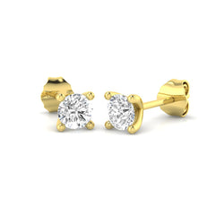 0.70 Ct D-E/VS Lab Grown Diamond Solitaire Earring 9k Yellow Gold Ready To Ship