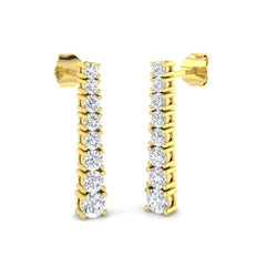 1.1 Carat D-E/VS Lab Grown Diamond Drop & Trilogy Earring 9k Yellow Gold Ready To Ship