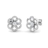 Stunning 0.20Ct Diamond Flower Stud Earrings in White Gold