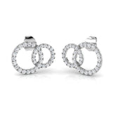 Elegant 0.33Ct Diamond Interlocking Circle Stud Earrings in White Gold