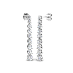 1.5 Carat D-E/VS Lab Grown Diamond Drop & Trilogy Earring 9k White Gold Ready To Ship