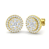 Luasoy Luxury Gold Cluster Diamond Earrings - 1.25ct to 1.75ct