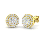 Cluster Diamond Stud Earrings – 0.5ct, 9K/18K Gold & Platinum, Lab/Natural
