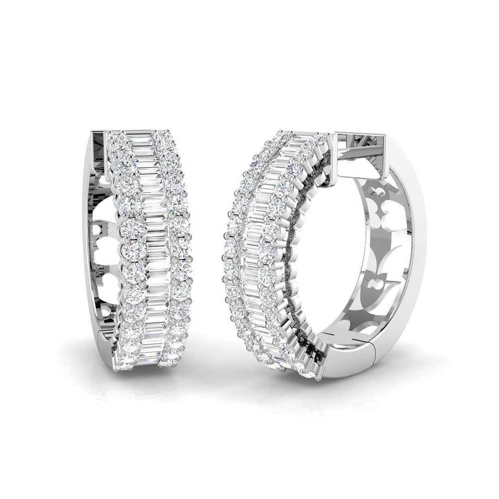 1.5ct to 2.5ct Gold Baguette and Brilliant Diamond Earrings