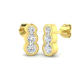 Plum Gold Diamond Drop & Trilogy Earrings - Luxury 0.5ct to 1.5ct