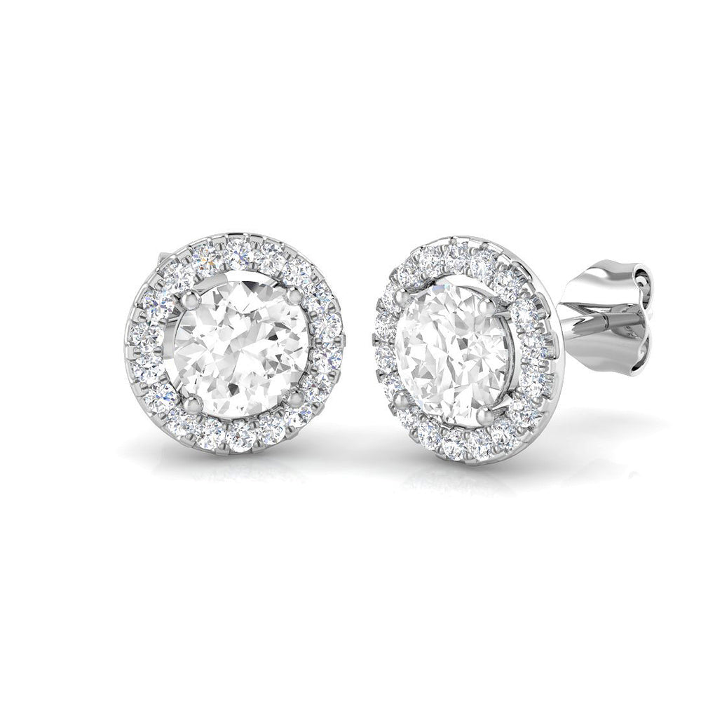 1.39ct Lab Diamond Round Cut Stud Earrings in 9K White Gold
