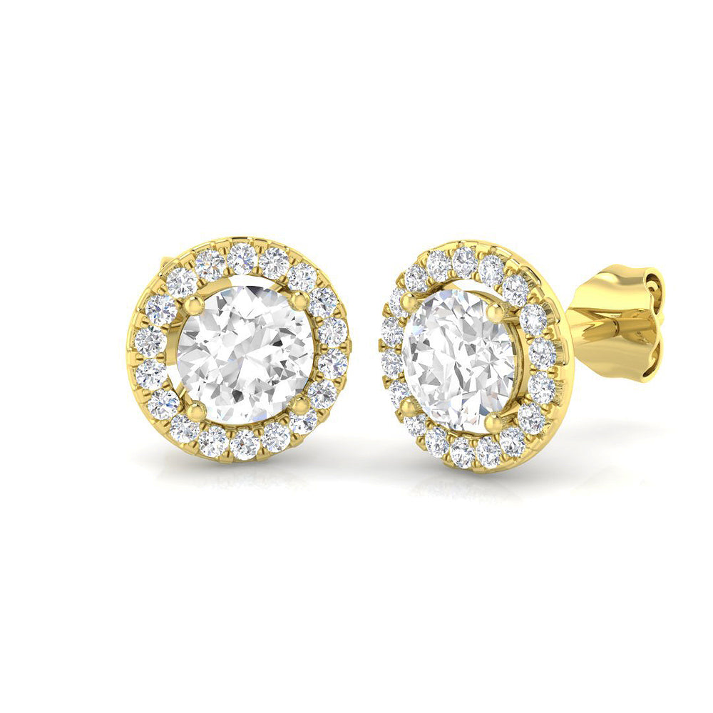 1.39ct Lab Diamond Round Cut Stud Earrings in 9K Yellow Gold