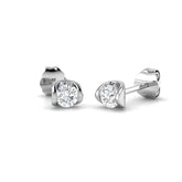 Gold Solitaire Diamond Earrings with Round Brilliant Cut