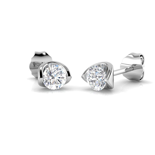0.50 Ct DE/VVS Round Cut Diamond Stud Earrings | Tension Set – Luxury Design
