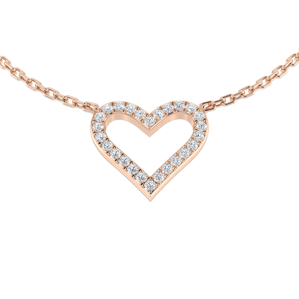 Honor Heart Diamond Necklace 0.1ct Gold Platinum