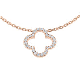 Janet Clover Necklace 0.15ct Diamond Gold Platinum