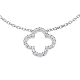 Janet Clover Necklace 0.15ct Diamond Gold Platinum