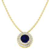 Bield Blue Sapphire Necklace 1ct Gold Platinum