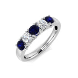 Blue Sapphire & Diamond Half Eternity Ring