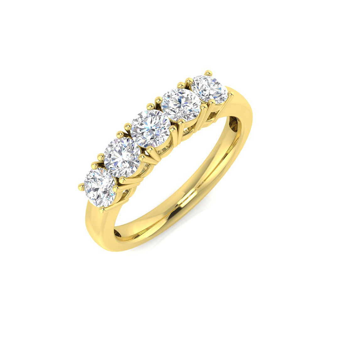 5-Stone Ring Lab Grown Diamond 0.50-1.00ct D/VVS Round Cut