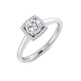 Natural Round Cut Diamond Halo Engagement Square Ring