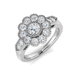 Vintage Diamond Cluster Flower Ring | Milgrain UK | 0.75ct - 1ct