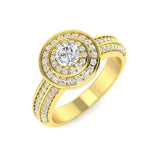 Verlobungsring mit natürlichem, rund geschliffenem Diamanten und Halo-Fassung