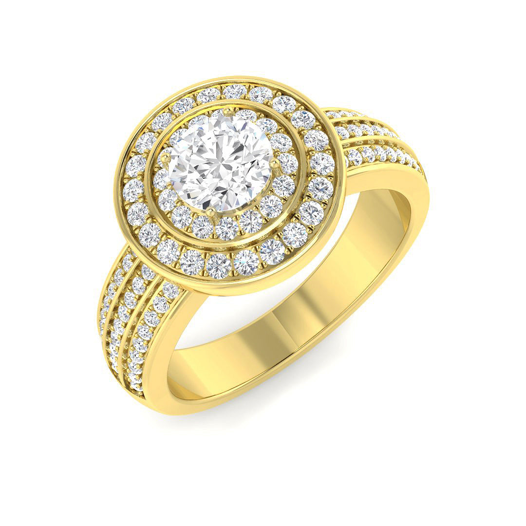 Natural Round Cut Diamond Halo Engagement Ring