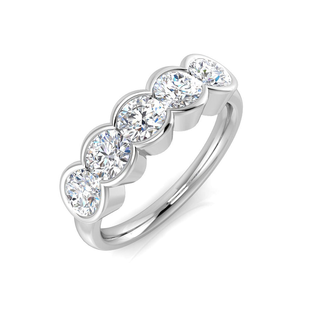 5-Stone Ring Lab Grown Diamond 0.20-1.26ct D/VVS Round Cut