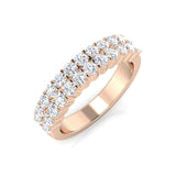 Bague demi-alliance sertie de diamants ronds de 0,50 à 0,85 ct, cultivés en laboratoire, pureté D/VVS.