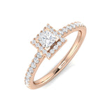 Natural Round & Princess Cut Diamond Halo Ring