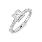 Natural Round & Princess Cut Diamond Halo Ring