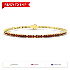 2.00Carat Round Ruby & Diamond Designer Bracelet 9k Yellow Gold