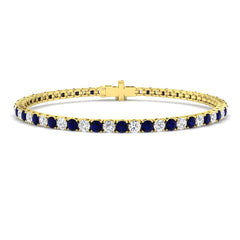 5.80Ct Round Blue Sapphire & Diamond Designer Bracelet 9k Yellow Gold Ready To Ship