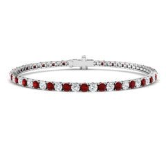 5.80Ct Round Ruby & Diamond Designer Bracelet 9k White Gold Ready To Ship