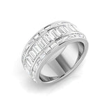 Baguette and Brilliant Cut Diamond Half Eternity Ring in White Gold