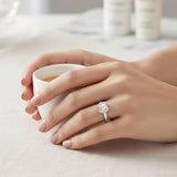 Modern bezel set round diamond ring in polished white gold